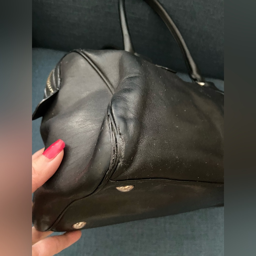 Coach Black Leather Handbag Satchel Silver Hardware - Picture 5 of 16